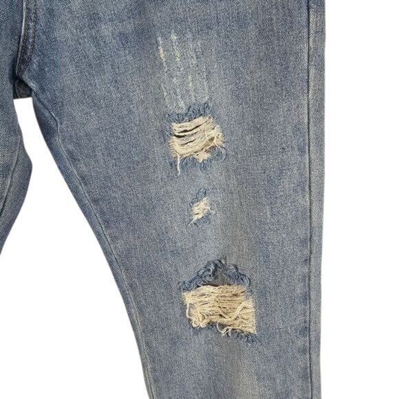 Blank Paige Cotton Jeans Sz L Tapered Leg Distressed Denim Casual High Waist - Picture 5 of 7